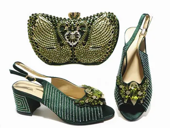 Doershow noua moda verde Pantofi italieni Cu Saci de Potrivire Femeile Africane Pantofi si Genti Set Pentru Petrecere Bal Vară Sanda HAL1-19