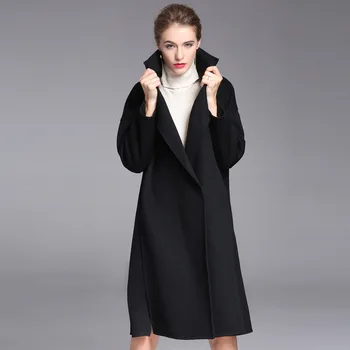 Femei iarna paltoane negru față-verso lână cașmir sacouri casual 2019 toamna, plus dimensiunea moda doamnelor timp liber nava