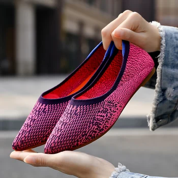 Pantofi Plat pentru femei Femeie Respirabil Tricot Subliniat Pantofi Mocasin Femeie Moale Doamnelor Pantofi de Tenis Feminino Zapatos De Mujer tyu7
