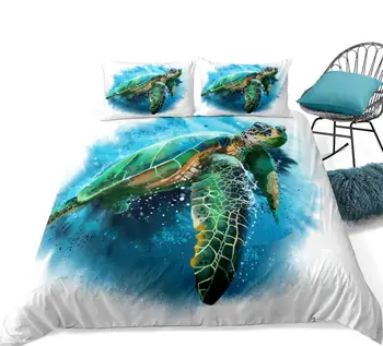 Blue ocean animale de Pat set broasca Mare fata Carpetă acopere stabilit regina țestoasă în ocean set de pat pentru copii, Pat rege linie textile de casa