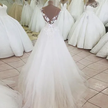 2019 Noua Printesa Rochie de Bal Rochie de Mireasa de Lungime Completă Strălucire Rochii de Mireasa Lung vestidos de novia Rochii de Mireasa fara Spate