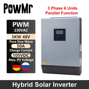 PowMr 5KVA Solare Hidrură de Invertor Invertor Undă Sinusoidală Pură 220VAC Ieșire PWM 48V 50A Controler de Încărcare Solară Paralel Kit Interior