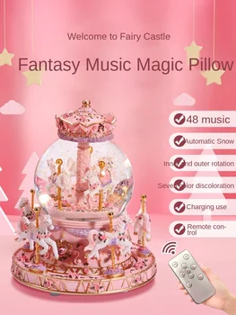 TT glob de Cristal Cutie muzicala Carusel Cutie muzicala Cadou de Ziua Fetița Princess Magic Box