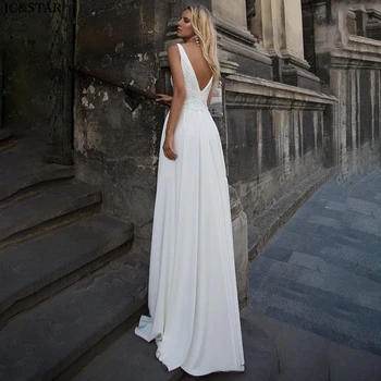 Vestido de novia bohemio noua aplicatie de satin fara spate O Linie de fildeș elegant rochie de mireasa Matura-Tren abito da sposa ultimul model