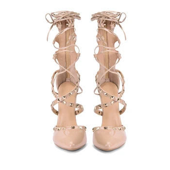 FANSAIDI Moda de Vara pentru Femei Pantofi Nituri Clar Tocuri de Caise Elegant Bandă Îngustă Tocuri Tocuri Nou Sandales 44 45 46 47