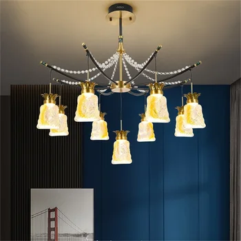 FRATELE Pandantiv Lumina Contemporane de Lux din Alama LED Lampă de Cristal Corpuri de iluminat Pentru Acasă Decorare Camera de zi