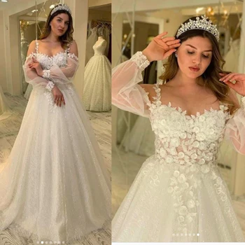 O linie de rochii de mireasa 2020 decolteu iubito aplici dantelă flori paiete sclipitoare rochii de mireasa vestidos de noiva