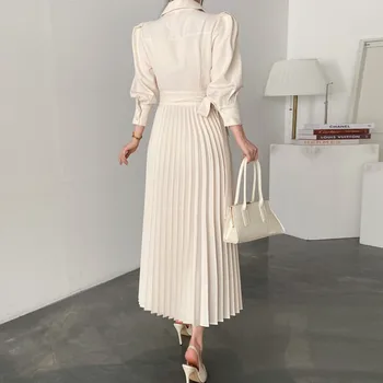 2021 Singur Moda Casual Simplu, Dulce, Elegant Plisata cu Maneci Lungi Glezna-Lungime Pulover pentru Femei Rochie de Primavara-Toamna