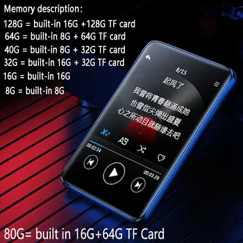 Original benjie x1 mp4 player Bluetooth 5.0 built-in difuzor ecran complet tactil de radio de înregistrare e-book imagine de redare video