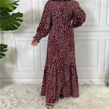 Print Maxi Musulman Moda Hijab Rochie de Eid Mubarak Abayas pentru Femei Dubai Abaya Turcia Islam Caftan Robe Longue Femme Musulmane