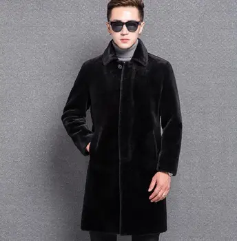 Faux blană de nurcă geaca de piele barbati de iarna de cald îngroșa lungime Medie de blană haină de piele barbati slim jachete jaqueta de couro moda negru