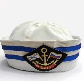 Pălărie de marinar cu Ancora Adulți Copii Costum pentru Petrecerea de Iaht, Barca Brodate Marinar Capac Cosplay Performanță elemente de Recuzită alb