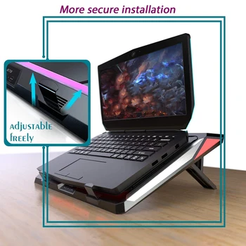 IETS GT300 Dublu Suflantă Laptop Cooling Pad pentru Laptop de Gaming, Cooler Pad cu Filtru de Praf și Lumini Colorate