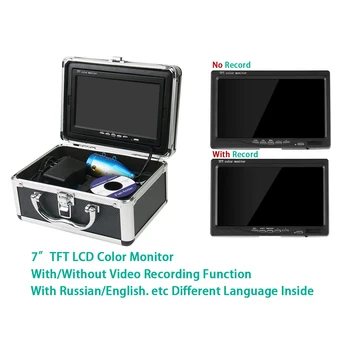 7 Inch Culoare TFT Monitor HD Vizuale Pescuit Subacvatic Kit Camera Video Pește Finder 1000TVL Cu DVR