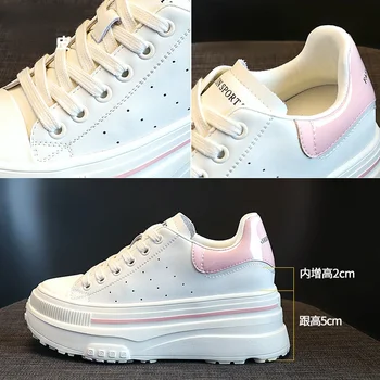 Fujin 7cm din Piele Femei Pantofi Casual Alb Platforma Wedge pentru Femei Adidași de Moda Primavara Vara Toamna Pantofi Respirabil