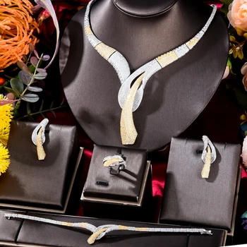 Soramoore Trendy 4BUC Lux Waterdrop Declarație set de Bijuterii Pentru Femei Nuntă Africane Dubai Mireasa indian bijuterii Set colier