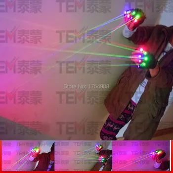 Etapa mănuși DJ Club show laser mănuși cu 7pcs RGB cu laser mănuși(3pcs +Verde 2 BUC Rosii +2 BUC Violet Albastru) Petrecere de Crăciun show