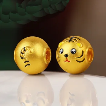 Pur 24K Aur Galben Brățară 3D Greu de Aur 999 Aur Tigru Brățară Pentru Copii Brățară