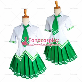 Fondcosplay școală Japoneză fată cămașă din bumbac alb, fusta verde uniformă cosplay costum adaptate[G1640]