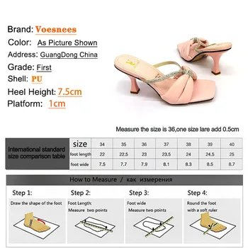 Femei Sandale 2022 Vara Noi Produse de Moda Diamant Lanț Fin de Înaltă Papuci Toc 7,5 CM Moale Căptușit Arcul de Partid Pantofi de Nunta