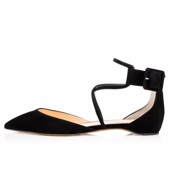 2019 Moda A Subliniat Deget De La Picior Negru Femeie Pantofi Cu Curea Glezna Pantofi Plat Eleganta Nud Primăvară Doamnelor Pantofi Livrare Gratuita En-Gros