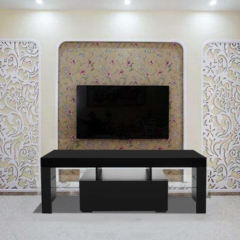 Elegant Decor de uz Casnic LED TV Cabinetului Cu un Singur Sertar Negru