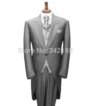 Cele mai recente Stil PERSONALIZAT-a FĂCUT PENTRU a MĂSURA Adaptate pentru bărbați costume BESPOKE/ cozi,gri bărbați costum frac, bărbați costum de nunta/personalizat suitwe