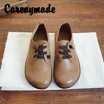 Careaymade-Epocă Artistică Cusute de Mână Periat din Piele pantofi de agrement,Femei din Piele cu Toc mic rotund Toe Pantofi