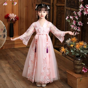 Pentru Fetele noi Hanfu Fetita Fusta de Zana pentru Copii Printesa Rochie Stil Chinezesc de Primăvară/Vară pentru Vârstele de 6-12