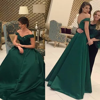Arabă Stil Sexy Backless de Seara, rochie de bal Sweetheart Capac Maneca cu Margele de Cristal O Linie Verde de Satin Rochii de Mame