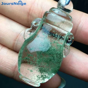 En-gros Verde Fantomă Naturale Pandantiv de Cristal Sculptate de Mână, Sticla Colier Norocos pentru Femei Barbati Moda Bijuterii Simplu