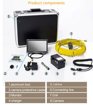 7 Inch LCD 20/30/40/50m Șarpe Tub Pipe Conductă de Scurgere Monitor Digital de Inspecție Camera cu 6 Led-uri de Înregistrare DVR