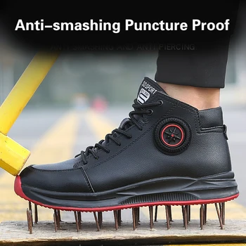 Noul Mijloc de Ajutor Siguranță Pantofi Cizme Martin Bărbați Anti-zdrobitor Puncție Dovada de Moda Casual, din Piele Neagră Steel Toe pantofi de Lucru