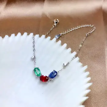 Rafinat rosu verde albastru pietre pretioase brățară pentru femei bijuterii de argint naturale rubin safir smarald real argint 925 cadou stil