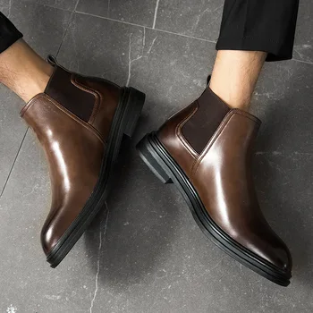 Plus dimensiune bărbați de moda de lux chelsea cizme din piele pantofi slip-on pantofi oxford vara respirabil glezna cizme zapatos bota