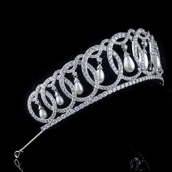 Zircon Printesa Coroana de Mireasă CZ Tiara de Nunta Accesorii de Par, Diademe Și Coroane Diademă Couronne Mariage Bijoux Corona WIGO1372