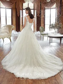 Vestido de noiva 2018 Unic Lungă Pur Neck Cap Sleeve Capela Tren Aplicatiile Rochie de Mireasa Casamento mama de rochii de mireasa