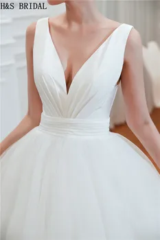 H&S Simplu MIREASA rochii de mireasa 2019 Satin rochie de bal rochii de mireasa Tul rochie de mireasa Rochie de Mireasa Alba vestido de noiva