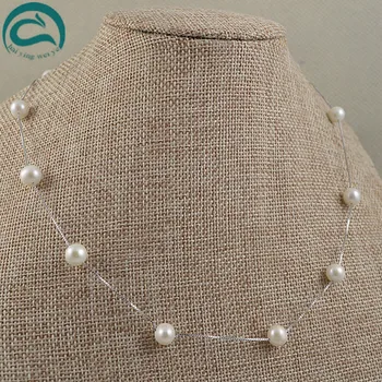 Perle unice Magazin de bijuterii 18inches Alb Lanț de Argint AAA 8-9mm Sus Quqlity de apă Dulce Pearl Colier Femei Bijuterii