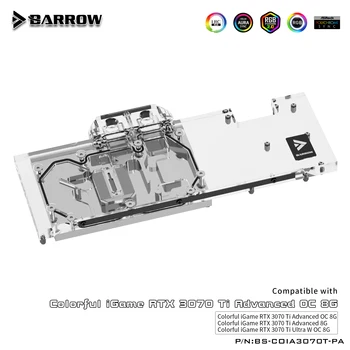 Barrow GPU Apă, Bloc Pentru Colorat iGame RTX 3070 TI Avansate OC / Ultra W OC 8G , Plin de Acoperire de Apă rece BS-COIA3070T-PA