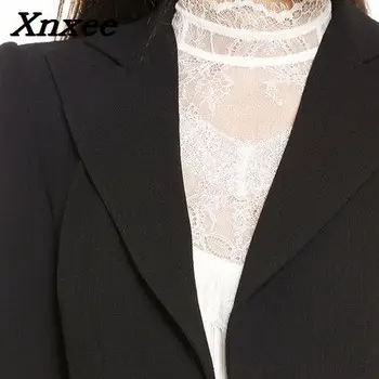 Mantou pentru femei de moda stil European mâneci lungi casual pardesiu Maxi lung în coadă de rândunică hanorac negru slim pardesie sacouri