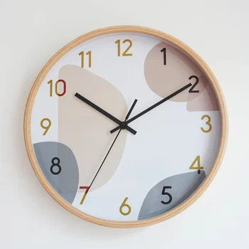 Ceas De Perete Cu Design Modern Acasă Nordic Ceas Simplu, Din Lemn Masiv Acasă Tăcut Ceas De Moda Creative Design Special Peisaj Ceas