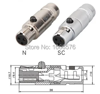 En-gros de 50 buc/lot Mini XLR 3 Pini de sex feminin Inline Cablu Plug Mare-105
