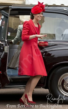 Kate Middleton Red Mama De Rochii de Mireasa pentru Nunta cu Tinuta Sacou Genunchi Lungime Butoane Oficială de Oaspeți Rochii Mariage