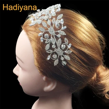 Diademe Și Coroane HADIYANA la Modă Design Frunze de Nunta de Moda Headpieces Par Mireasa Bijuterii Cubic Zirconia BC4523 Sombrero