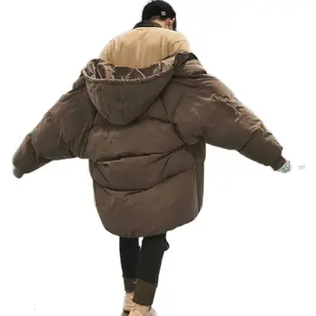 2020 Iarna Men Lung Parka se Ingroase Casual cu Fermoar Supradimensionat Femeie Haina cu Gluga coreean Streetwear Om de Moda Hanorac