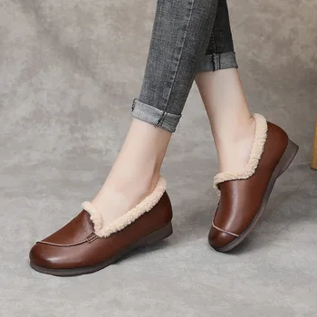 YourSeason Doamnelor Pantofi Din Piele De Pluș Cald Superficial Concis 2022 Nou Handmade Casual Pentru Femei De Iarnă Apartamente Pantofi Rotund Toe
