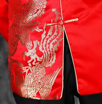 Chineză tunica costume barbati nunta mire costume pentru bărbați sacou baieti balul de costume de moda slim masculino mai recente haina pantaloni modele rosu