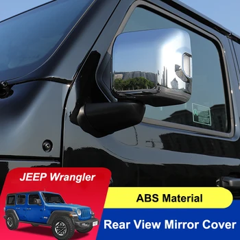 QHCP Masina Ușă Laterală Oglinda, Capac Oglinda Retrovizoare Acoperire Autocolant ABS Fibra de Carbon Stil Argintiu Negru 2 buc Pentru Jeep Wrangler 2018 2019