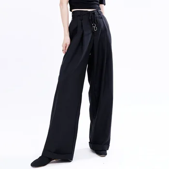 2021 Vara Noi Femei Pantaloni Lungi de Moda de Potrivire Talie Mare Negru Largi Picior Pantaloni Slim Fit Fundul Munca Costum Pantaloni